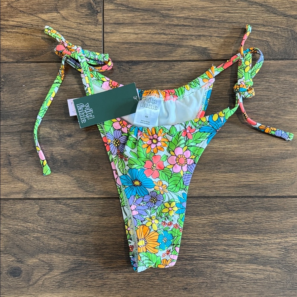 New! Wild Fable Floral Tie-Side High Rise Bikini Bottom - XS